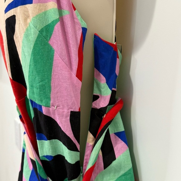 NWT Farm Rio Colorful Monstera Mini Dress Small Wrap Linen Boho Vacay Beach Gift - Picture 9 of 16